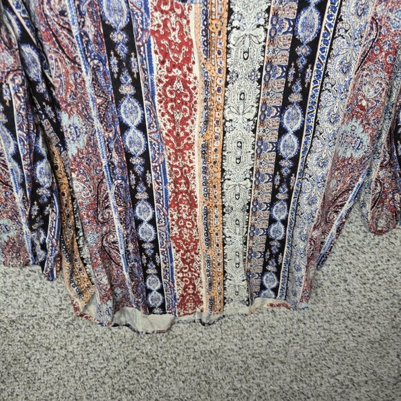 UMGEE Dress Womens Large Blue Paisley Print Mini V Neck Long‎ Sleeve Boho Casual - Picture 5 of 7